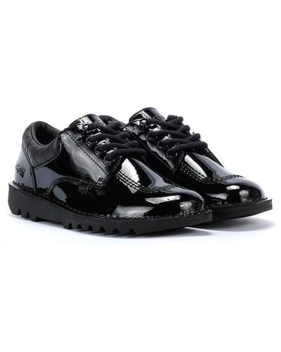 Kickers Kick Lo Youth Quilted Patent Shoes - Black