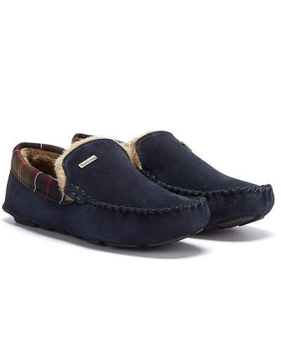 Barbour Monty Full Moccasin Slippers - Blue