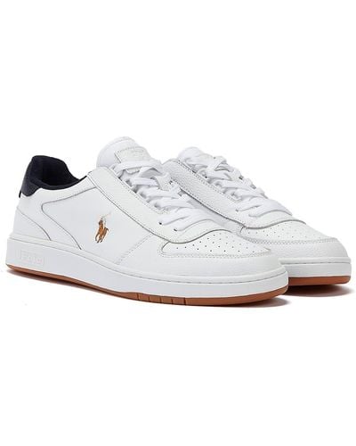 Ralph Lauren Polo Court Leather /navy Sneakers - White