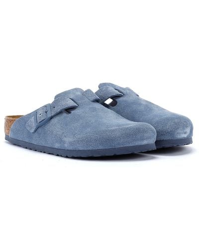 Birkenstock Boston Suede Elemental Blue Sandals - Eur 43