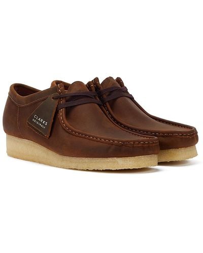Clarks Wallabee Leather Shoes - Brown