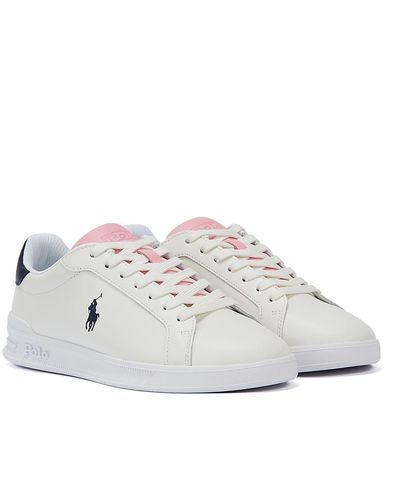 Ralph Lauren Heritage Court /pink Leather Sneakers - White