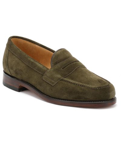 Loake Mens Green Eton Suede Loafers