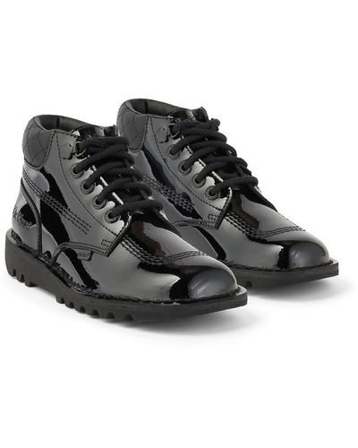 Kickers Kick Hi Youth Quilted Patent Shoes - Black