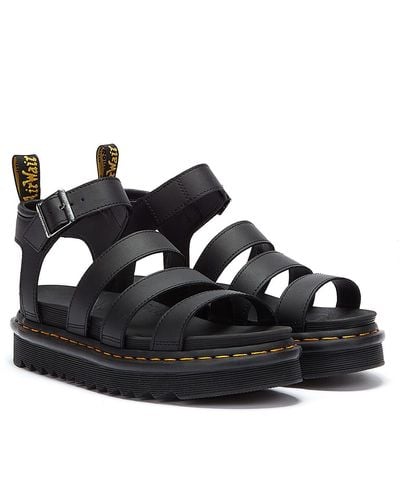 Dr. Martens Blaire Hydro Leather Strap Sandals - Black
