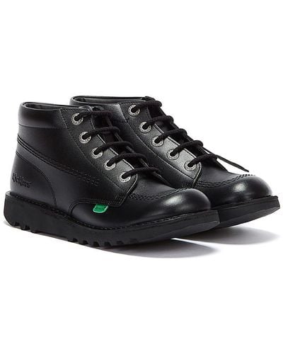 Kickers Kick Hi Youth Leather Ankle School Boots - Black