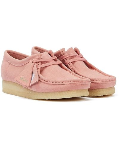 Clarks Wallabee Chaussures En Daim Poudré - Rose