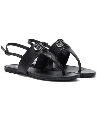 Calvin Klein Flat sandal hw lth 2 sandales es - Noir