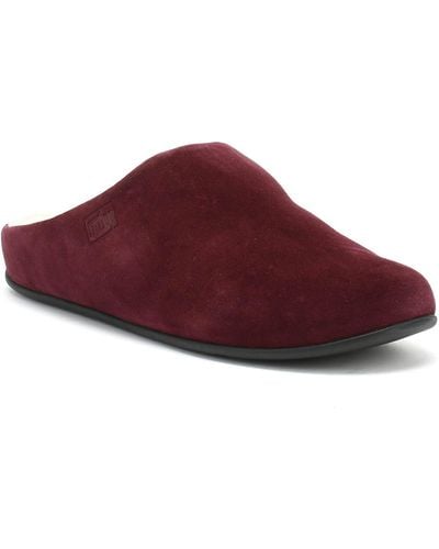 Fitflop Chrissie Womens Shearling Berry Slippers - Red