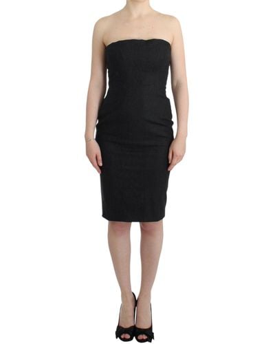 Cavalli Elegant Strapless Dress With Accents - Black
