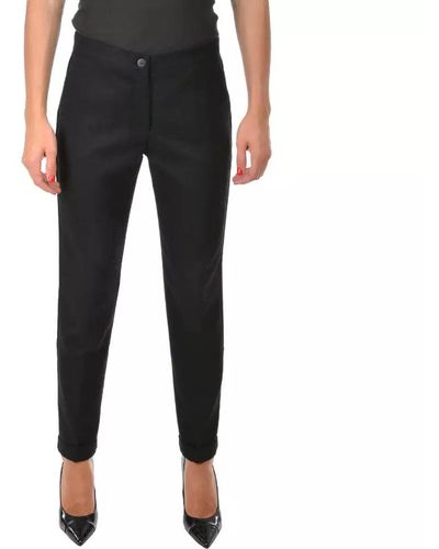 Yes-Zee Chic Cigarette Pants With Sleek Pockets - Black