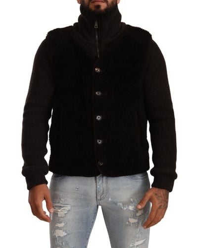Dolce & Gabbana Elegant Leather Bomber Jacket - Black