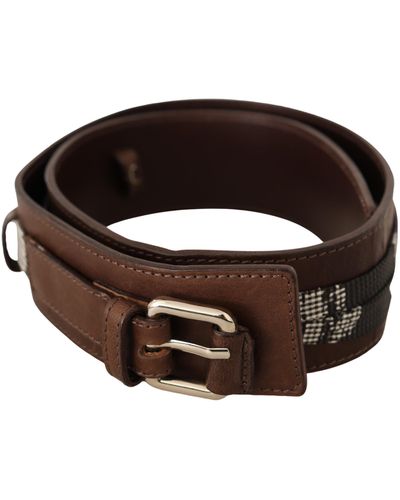 CoSTUME NATIONAL Leather Silver Buckle Belt - Brown