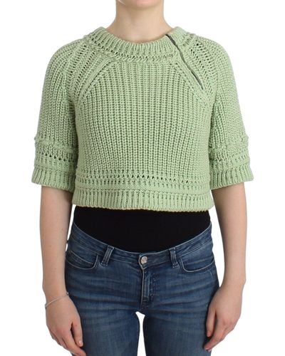 Ermanno Scervino Chic Cropped Cotton Sweater - Green