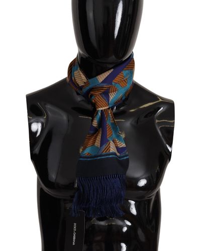 Dolce & Gabbana Multicolor Patterned Wrap Shawl Fringe Scarf - Black