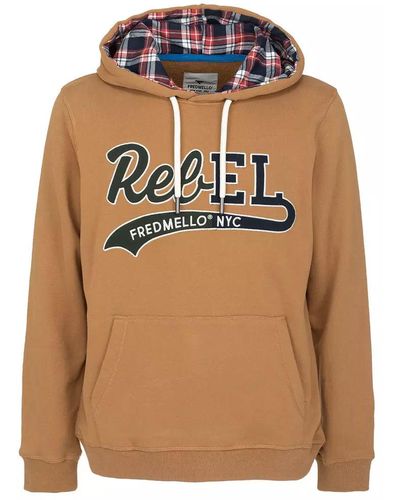 Fred Mello Embroidered Chest Motif Cotton Hoodie - Brown