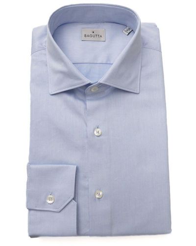 Bagutta Blue Cotton Shirt