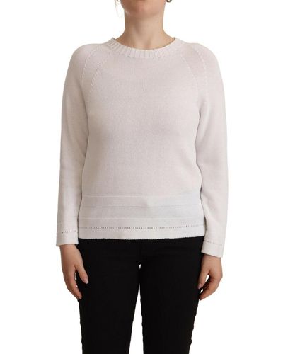 Alpha Studio Elegant Cotton Pullover Sweater - White