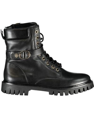 Tommy Hilfiger Chic Lace-Up Boots With Zip And Contrast Details - Black