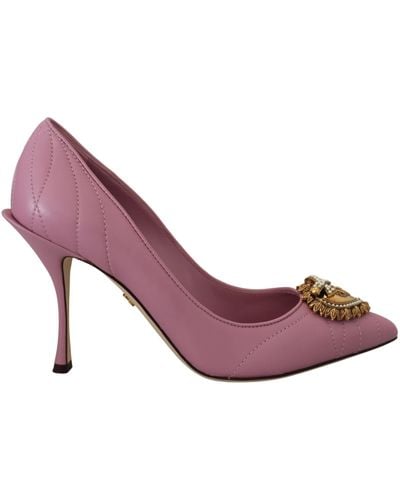 Dolce & Gabbana Devotion Leather Heels - Pink