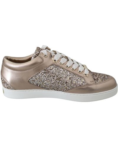 Jimmy Choo Ballet Glitter Leather Sneakers - Gray
