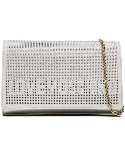 Love Moschino Chic Rhinestone-embellished Faux Leather Shoulder Bag - Gray