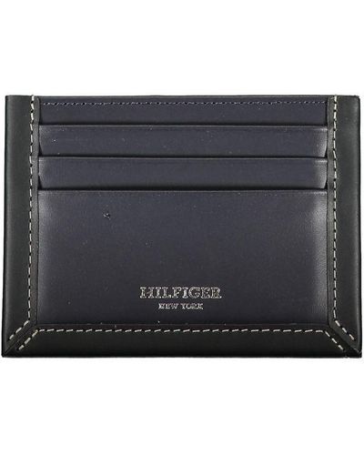 Tommy Hilfiger Sleek Leather Card Holder With Contrast Detail - Black