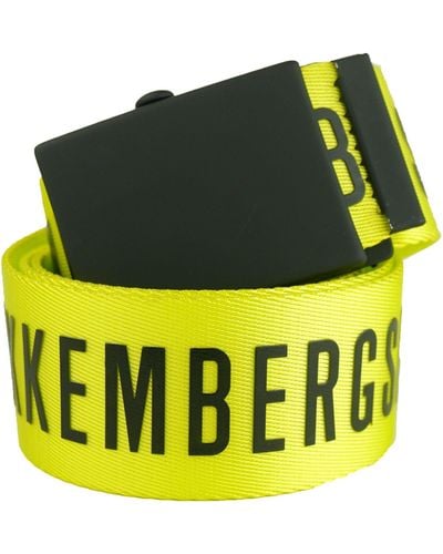 Bikkembergs Lime Yellow Clip Closure Fashion Belt
