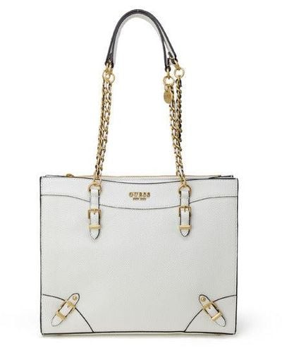 Handbag GUESS White in Synthetic - 34279243