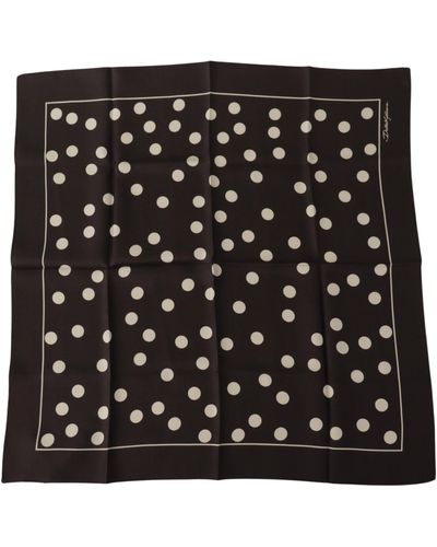 Dolce & Gabbana Silk Dotted Square Bandana Handkerchief Scarf - Black