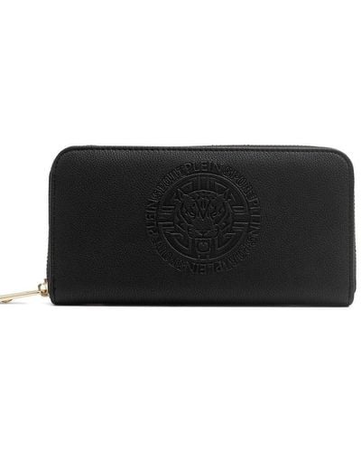 Philipp Plein Sleek Zip Wallet With Logo - Black
