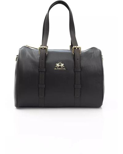 La Martina Calfskin Messenger Bag - Black