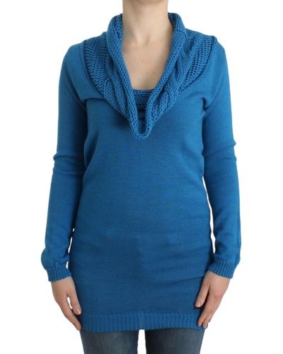 CoSTUME NATIONAL Knitted Scoopneck Sweater Blue Sig12083