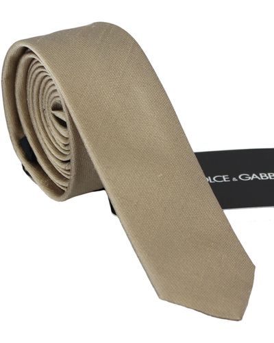 Dolce & Gabbana Solid Light Brown Silk Classic Wide Necktie Tie - Green
