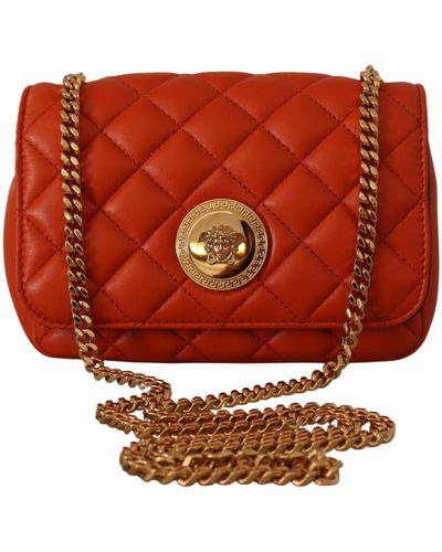 Versace Elegant Nappa Leather Crossbody Bag - Red