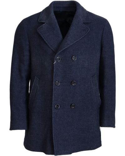 Domenico Tagliente Blue Wool Long Sleeve Coat Jacket