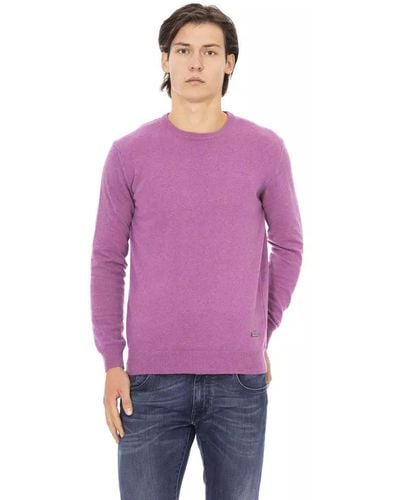 Baldinini Elegant Wool-Blend Crewneck Sweater - Purple