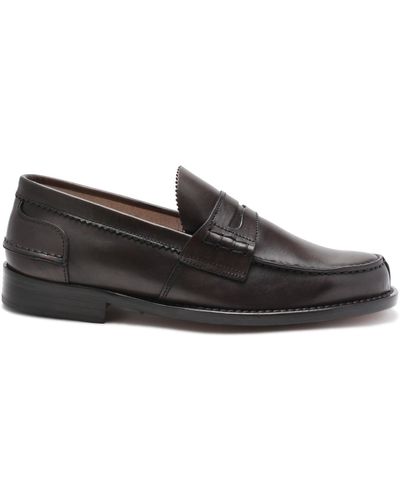 Saxone Of Scotland Elegant Dark Leather Loafers For - Black
