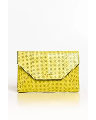 Trussardi Leather Clutch Bag - Yellow