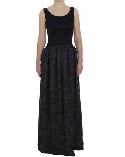 Dolce & Gabbana Gray Sheath Gown Full Length Dress - Black