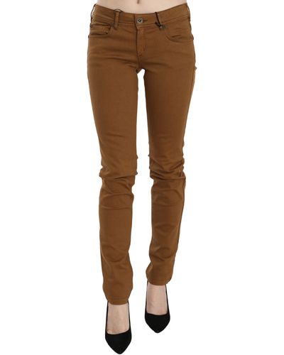 Plein Sud Brown Cotton Mid Waist Skinny Slim Fit Denim Jeans - Black