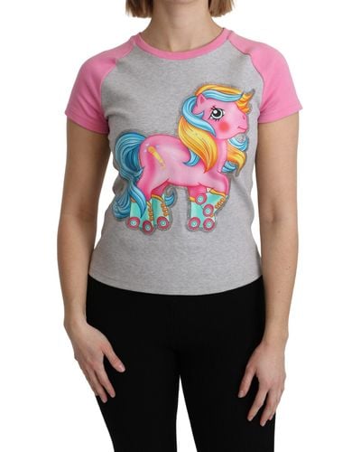 Moschino Gray Pink Cotton T-shirt My Little Pony Top