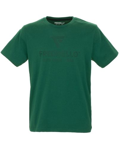 Fred Mello Emerald Cotton Tee With Rubberized Logo - Green