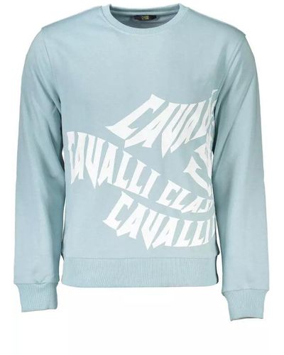 Class Roberto Cavalli Elegant Comfort Crewneck Sweatshirt - Blue