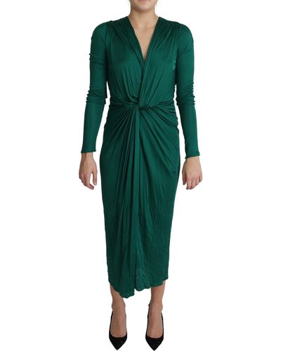Dolce & Gabbana Fitted Silhouette Midi Viscose Dress - Green