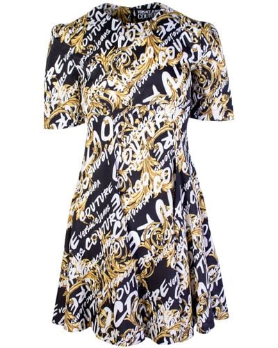 Versace Baroque Printed Couture Dress - Black