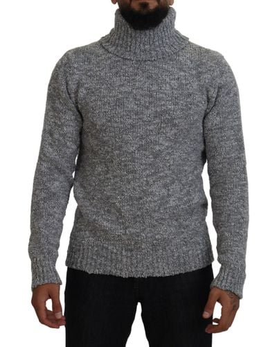 Dolce & Gabbana Wool Knit Turtleneck Sweater - Gray