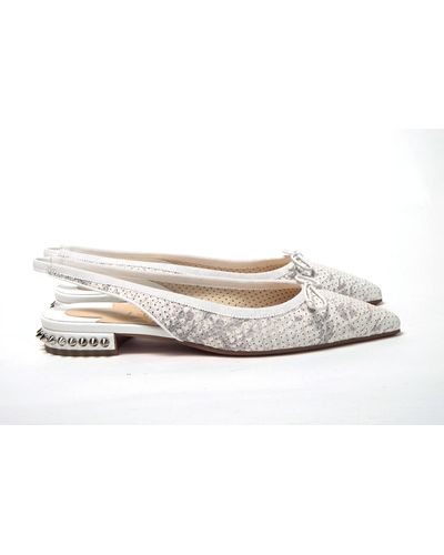 Christian Louboutin Perforated Printed Flat Point Toe Shoe - White