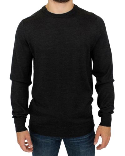 CoSTUME NATIONAL Gray Crewneck Pullover Sweater - Black