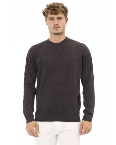 Alpha Studio Elegant Crewneck Cotton-cashmere Sweater - Black